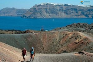 Visit the crater of an active volcano in Santorini
