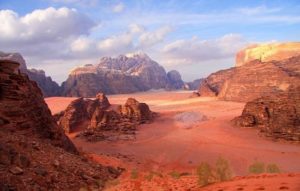 The unique landscape in Wadi Rum Jordan