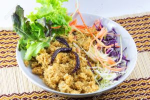 Crispy catfish with green mango salad or "yum pla dook foo" Thai crusine