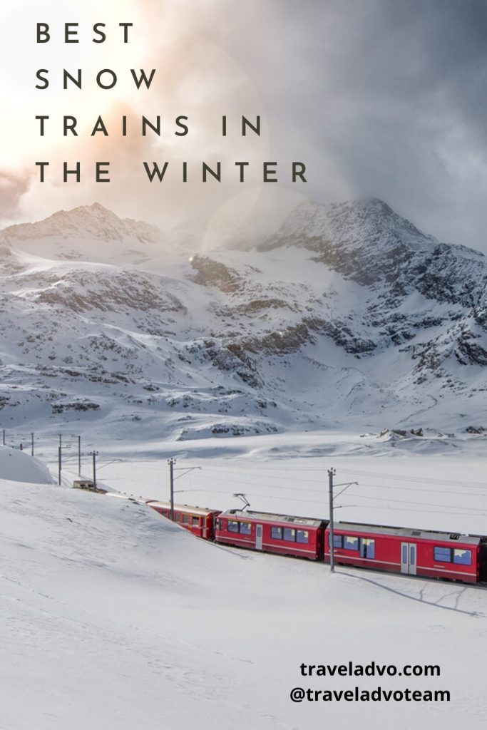 Snow train in the winter