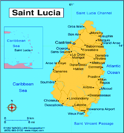 Things to do in St Lucia Map of St. Lucia