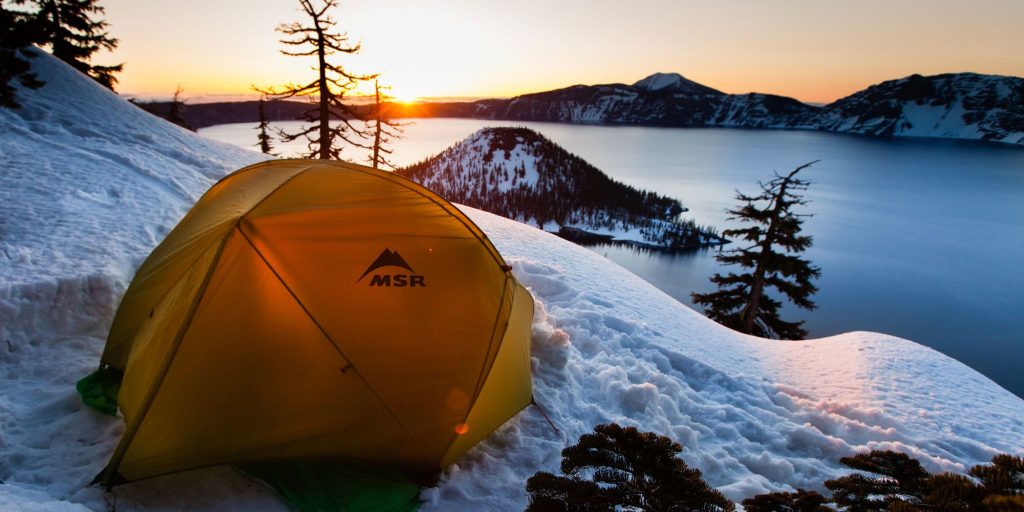 Crater Lake Camping in Winter
