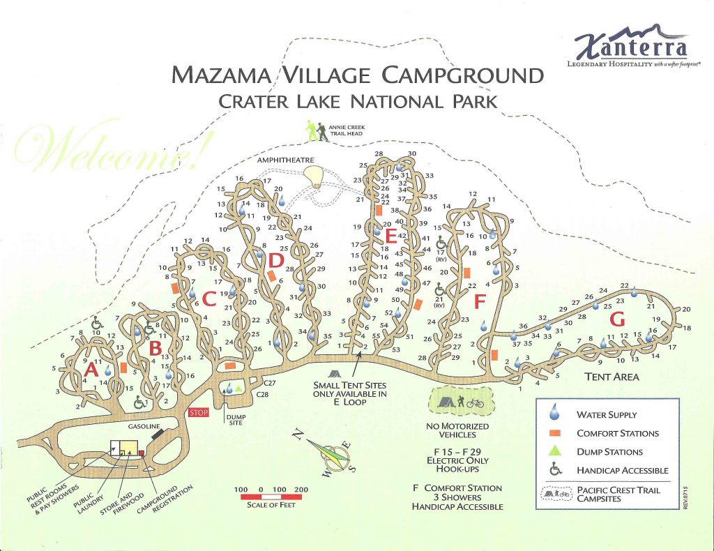 Mazama Campground Map in Crater Lake Camping