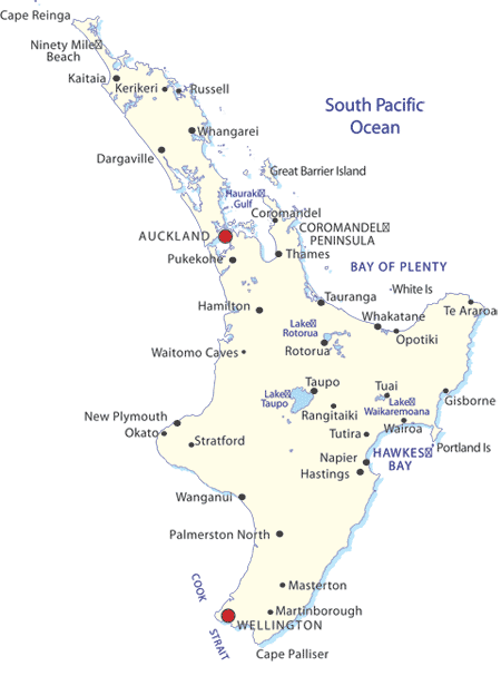 New Zealand North Island Map