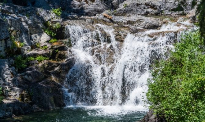 Waterfalls in California Canyon Creek Falls, Trinity Alps Wilderness