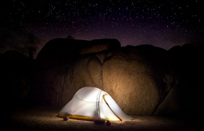 night camping in Jumbo Rocks Campground