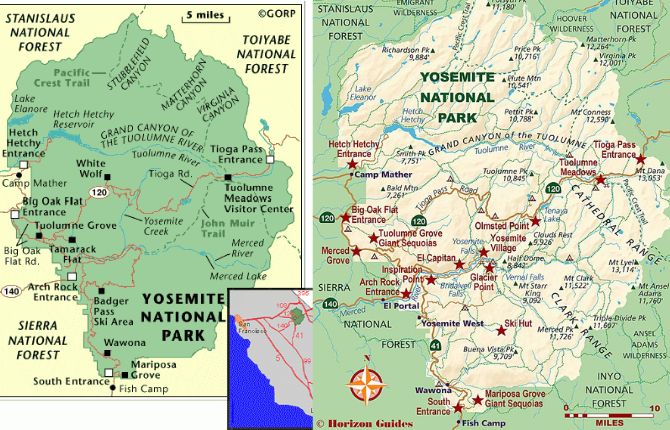 Map of Yosemite National Park