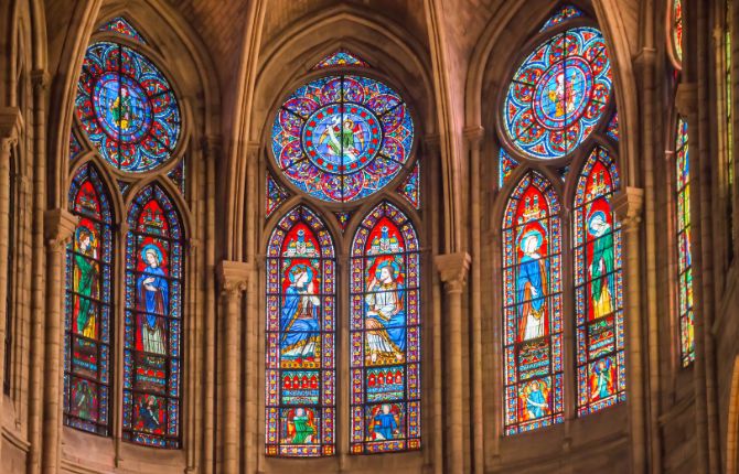 Stained-Glass Windows in Cathédrale Notre-Dame de Paris