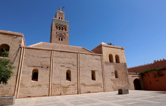 minaret tower of kasbah mosques marrakesh morocco